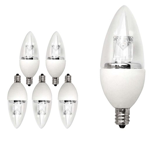 TCP New 25 Watt Equivalent LED Decorative Torpedo Light Bulbs, Small Candelabra Based, 6-Pack, Dimmable Soft White LDCT25W27K6