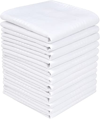 Men's Pure Cotton Handkerchiefs, Soft White Hankies for Men
