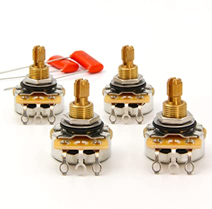 (4) TAOT CTS 500K SHORT SPLIT Shaft Potentiometers   (2) Orange Drop .022 Capacitors for Electric Guitar