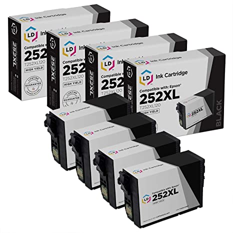 LD Products Remanufactured Ink Cartridge Replacement for Epson 252XL T252XL120 High Yield (Black, 4-Pack)
