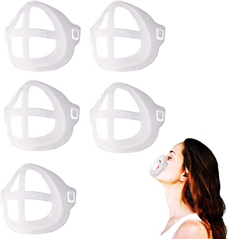 LDream 5PCS 3D Mask Bracket for Comfortable Wearing | Silicone Mask Bracket | Silicone Inner Support Frame |Keep Fabric Off Mouth to Create More Breathing Space | Reusable Washable Translucen-LHM6