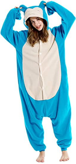 vavalad Adult Snorlax Plush One Piece Pajamas Halloween Cosplay Animal Homewear Sleepwear Jumpsuit Costume Women Men