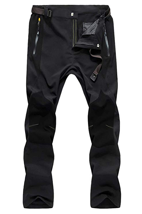 MAGCOMSEN Men's Winter Hiking Pants Water Resistant 4 Zip Pockets Reinforced Knees Thin and Thick Fleece Lined Ski Pants