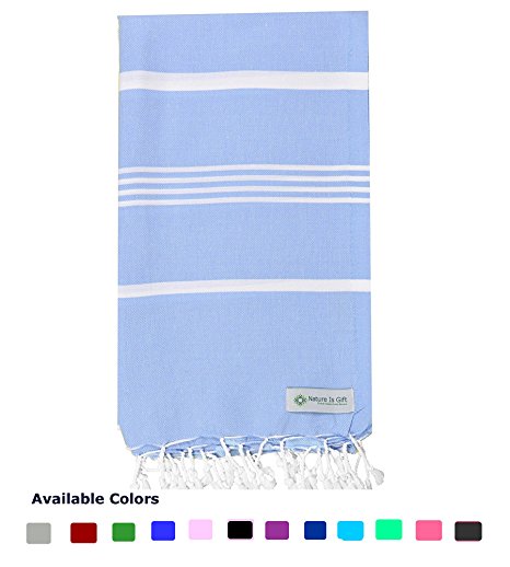 Turkish Peshtemal Towel Pestemal Towels Thin Camping Bath Sauna Beach Gym Pool Blanket Fouta 100%Cotton Light Blue