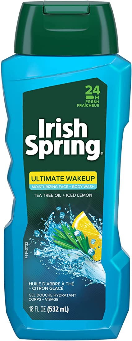 Irish Spring Ultimate Wake Up Tea Tree Face & Body Wash for Men, 532 Milliliters