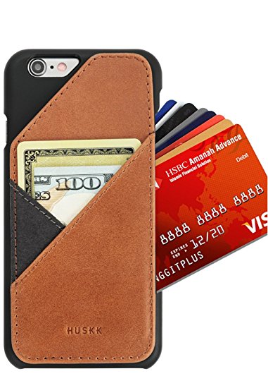 [iPhone 6/6S] Slim Leather Wallet Case - Card Holder for Up to 8 Cards and Cash - Quickdraw by HUSKK - [QDPH6T] - Italian Vegetable Tanned Leather Tan