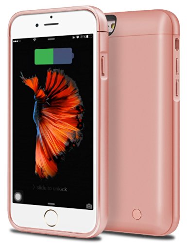 iPhone 6S Battery Case, iPhone 6 Battery Case, Cheeringary 5000 mAh External Battery Case iPhone 6 6S Battery Pack Portable Charger Charging Case for iPhone 6S / 6 4.7'' - Power Bank Case (Rose Gold)