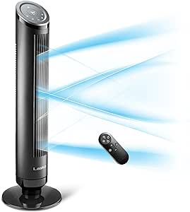 Lasko Ascend 36" Tower Fans for Home, 29 ft/s Airflow, Quiet 29dB on Low, 90° Oscillation, 12 Hour Timer, Air Filter for Hair & Dust, Remote, Black, OST100