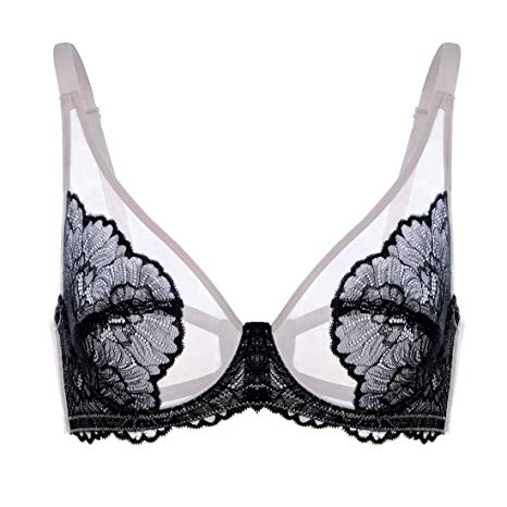 HSIA Women's Minimizer Bra Unlined Underwire Full Figure Lace Bra Plus Size Full Coverage Unpadded Bra 34C-44DDD