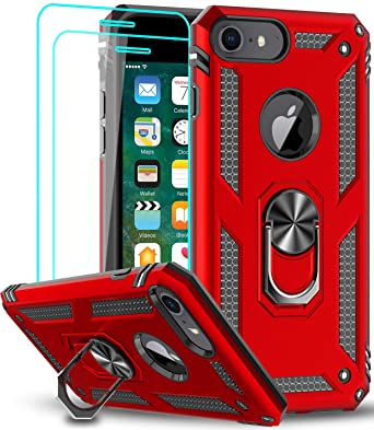 LeYi Compatible for iPhone 6s /6 Case, iPhone 7 Case, iPhone 8 Case, Military-Grade Dual Layer Protective Phone Cover Case with 360 Degree Rotating Holder Kickstand for Apple iPhone 6/ 6s/ 7/8, Red