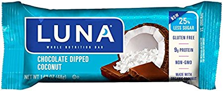 LUNA BAR - Gluten Free Bar - Chocolate Dipped Coconut - (1.7 oz, 6 Count)