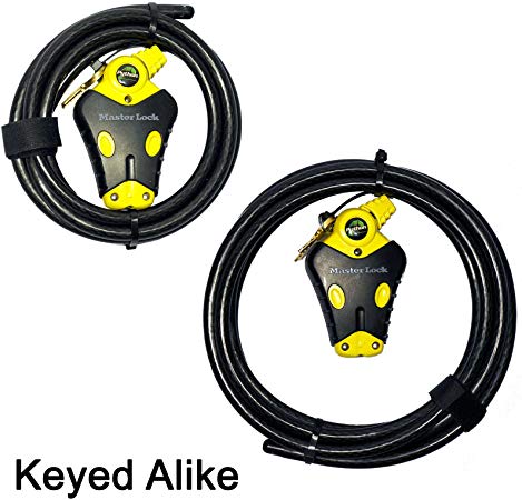 Master Lock - Two Python Adjustable Cable Locks Keyed Alike, 1-6ft, 1-12ft, #8413KACBL-6-12