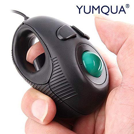 YUMQUA Y-01 Portable Finger Hand Held 4D Usb Wired Mini Trackball Mouse/Fits Left and Right Handed Users Great for Laptop Lovers