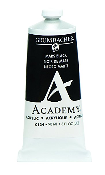Grumbacher Academy Acrylic Paint, 90ml/3 oz Metal Tube, Mars Black Hue