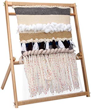 Inlovearts 23.6"H x 21.3"W Weaving Loom with Stand Wooden Multi-Craft Weaving Loom Arts & Crafts, Extra-Large Frame, Develops Creativity and Motor Skills Weaving Frame Loom with Stand for Beginners