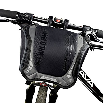 WLIDMAN Bicycle Basket Handlebar Bag，Built-in Rain Cover with Sliver Grey Reflective Stripe Outdoor Activity Bicycle Pack Accessories