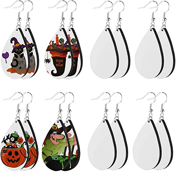 16 Pcs Sublimation Earring Blanks MDF Sublimation Printing Earrings for Christmas Valentine Mother Halloween St Patrick's Day Making DIY Craft (1.77 x 1.18 inch)