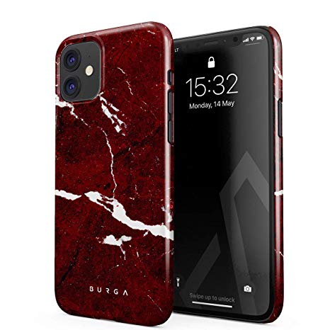 BURGA Phone Case Compatible with iPhone 11 Iconic Ruby Red Marble Cute for Women Thin Design Durable Hard Plastic Protective Case