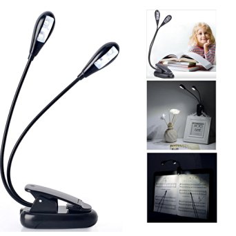 Cy3Lf BEST Reading Light - Clip On Book Lamp - Battery Operated - 4 LED USB Cord - Adjustable Gooseneck with Dimmable Lights for Bed, Travel, Gift, Hobby, Craft, Night, Task, Desk & Books