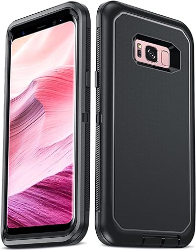 LeYi for Galaxy S8 Case: Upgrade 3-in-1 Full Body Shockproof Rubber Outer Cover Heavy Duty Tough Rugged Dustproof Defender Protection Case for Galaxy S8 [NOT Fit S8 Plus], Black