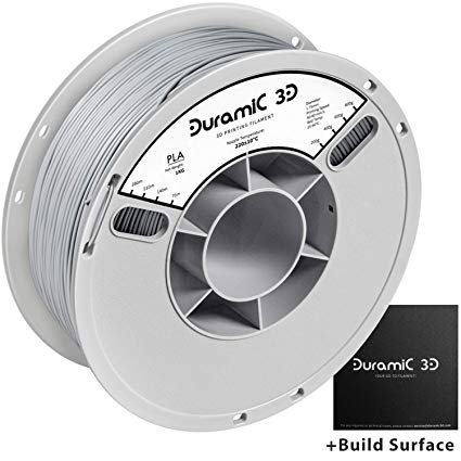 DURAMIC 3D Premium PLA Plus Printer Filament 1.75mm, 3D Printing Filament with Build Surface 200 x 200mm, 1kg Spool(2.2lbs), Dimensional Accuracy  /- 0.05 mm, Grey