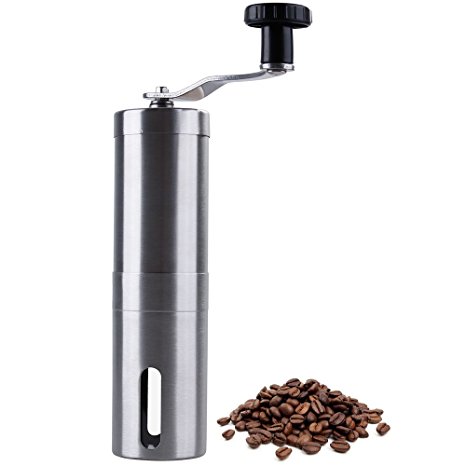 Lictin Manual Coffee Grinder Conical Burr Mill for Precision Brewing 304 Stainless Steel Manual Coffee Bean Mill with Adjustable Ceramic Burrs(Silver)