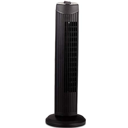 COSTWAY Tower Fan, 28-Inch Oscillating Tower Fan, Quiet Cooling Whole Room Bladeless, 3 Speed, 3 Wind Mode, Oscillating Tower Fan for Bedrooms, Living Rooms, Kitchen (Black)