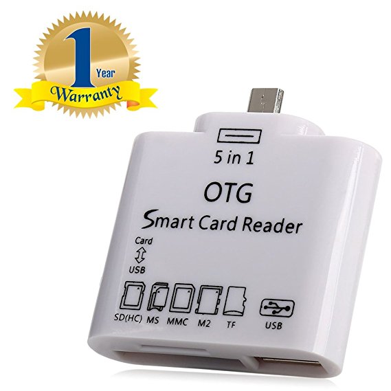 Rextan 5 in 1 Smart Card Reader Connection Kit with OTG function Compatible With IOS and Android Smartphones (One Year Warranty)