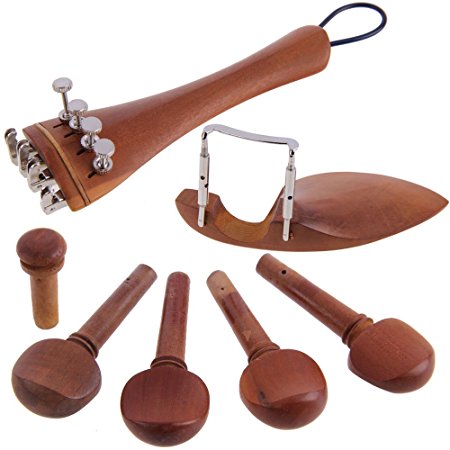 Chinatera A Natrual Jujube wood 4/4 violin Parts accessories Set of Fine-Tuning, Chinrest Chin Rest, Strings, Tail Nail, Tail Rope, Screw, Drawplates, Knob