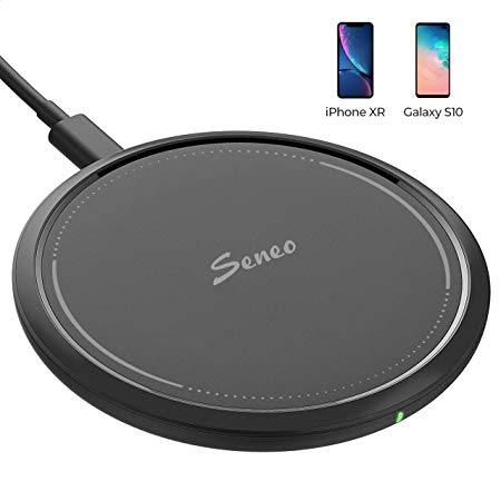 Seneo 10W Fast Wireless Charger, Qi-Certified Wireless Charging Pad, 7.5W Compatible iPhone Xs Max/Xs/XR/X/8/8P/New Airpods, 10W Compatible Galaxy S10/S9/S9 /S8/Note 9/8 (No AC Adapter)