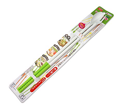 Japanese Reversible Cooking Chopsticks - Extra Long, Silicone Tips, Choice of Colours (White Green)