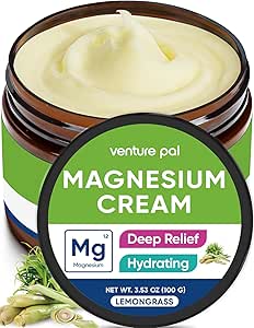 Venture Pal Magnesium Lotion, Topical Magnesium Cream for Sleep, Leg Cramps & Pain, Muscle Relaxation, Calm, Moisturizing Supplement with Coconut Oil, Shea Butter & Hyaluronic Acid, Safe for Kids