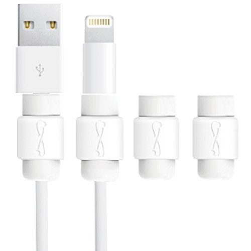 LimitStyle Lightning Saver Protector (White 4-Pack) - Protective for Apple USB Lightning Cables (for Apple iPhone / iPad mini / iPad Air)