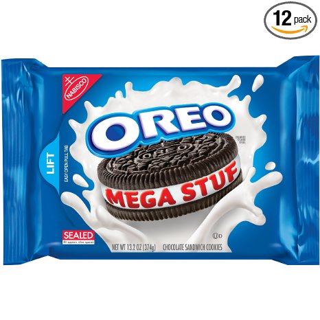Oreo Mega Stuf Chocolate Cookies, 13.2 Ounce (Pack of 12)