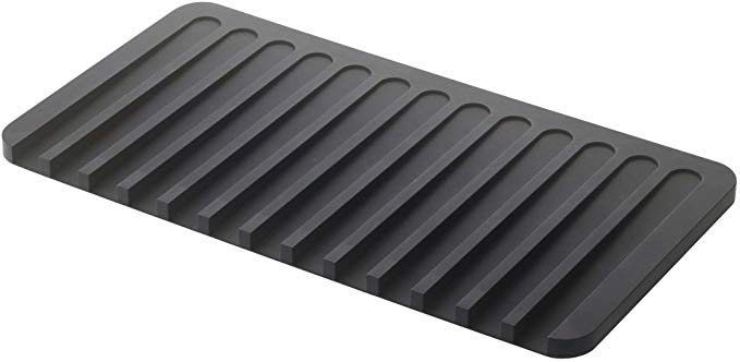 Silicone Drainer Drying Dish Tray 14.5 x 8 inch, Black