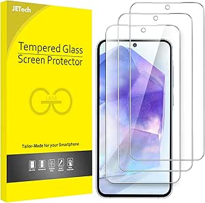 JETech Screen Protector for Samsung Galaxy A55 5G 6.6-Inch, 9H Tempered Glass Film, Anti-Scratch, HD Clear, 3-Pack