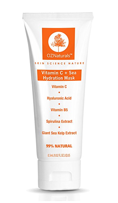 OZNaturals Vitamin C Facial Mask - Hydration Face Mask for Dry Skin with Hyaluronic Acid, Vitamin B5 and Sea Extracts Restores Radiance and Moisture to Deliver Younger Looking Skin