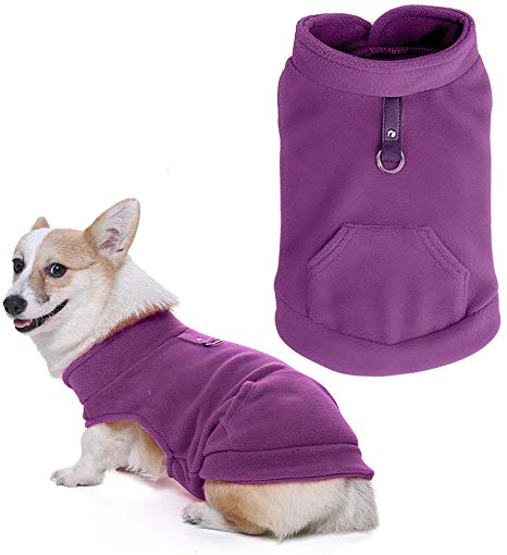 EXPAWLORER Dog Warm Fleece Vest Winter Jacket with Pocket Fluffy Coat Dogs Harness Clothes for Autumn and Winter