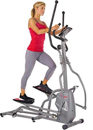 Sunny Health & Fitness Magnetic Elliptical Trainer Machine w/Tablet Holder, LCD Monitor, 220 LB Max Weight and Pulse Monitor - SF-E3810