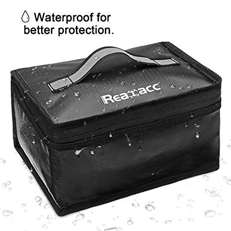 REALACC Upgraded Waterproof Fireproof Explosionproof Lipo Safe Bag for Lipo Battery Storage and Charging,Large Space Fire and Water Resistant Lipo Battery Guard with Luminous Handle(220x155x115mm)