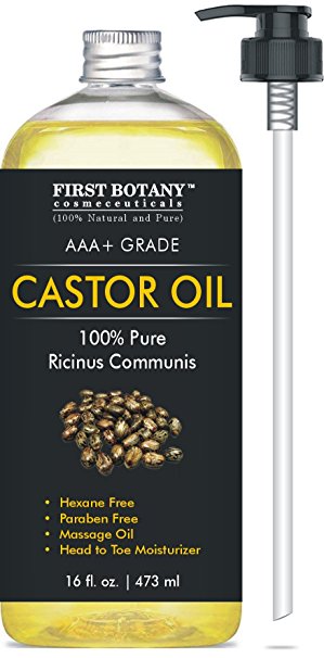 Castor oil 16 fl oz - The BEST Emollient for Skin, Hair & Nail Care - Can be used as Hair Growth Serum, Face & Body Moisturizer, Eyebrow serum And Eyelash serum