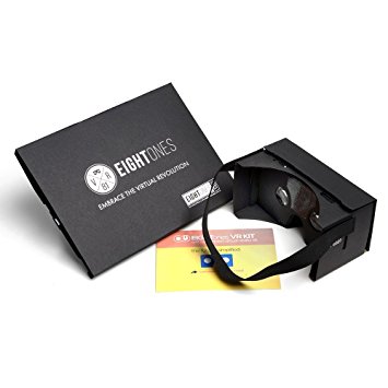 **BIGGER VERSION** EightOnes VR Kit XL - The Complete Google Cardboard Kit with 1-Year Guarantee, NFC, Exclusive Content and Head-strap - Inspired by Google Cardboard and Oculus Rift to Turn Smartphones into 3D Virtual Reality Headsets (XL, Jet Black)