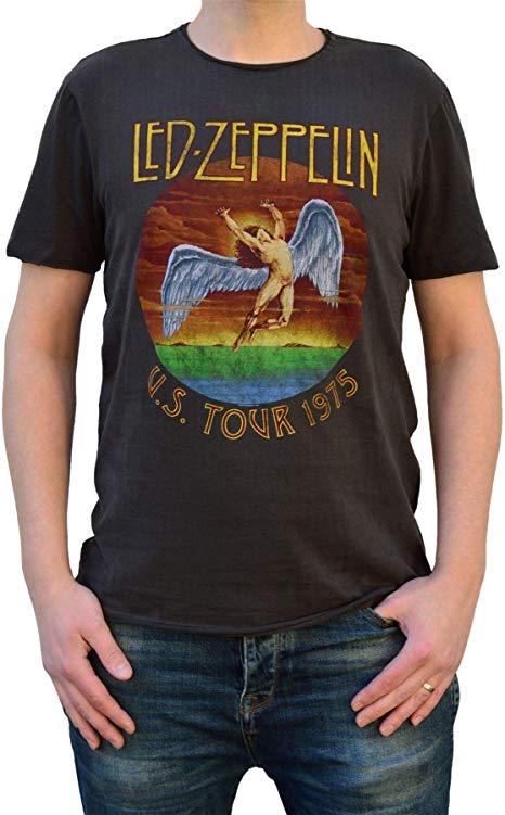 Amplified Led Zeppelin US Tour 75 Unisex T-Shirt Charcoal