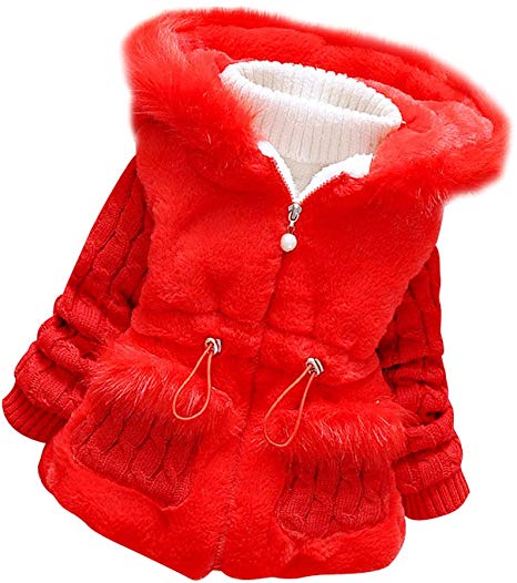 Ancia Baby Girls Infant Winter Knited Fur Outerwear Coats Snowsuit Jackets