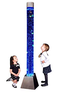 Sensory LED Bubble Tube - 6 Foot"Tank" With Fake Fish and Translucent Balls, With Remote Control - Large Floor Lamp with 8 Changing Lights Colors - Stimulating Home and Office Décor - by Playlearn