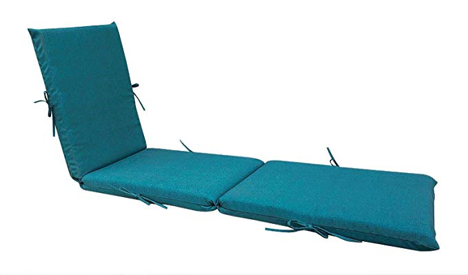 Bossima Indoor/Outdoor Teal Blue Chaise Lounge Cushion,Spring/Summer Seasonal Replacement Cushions