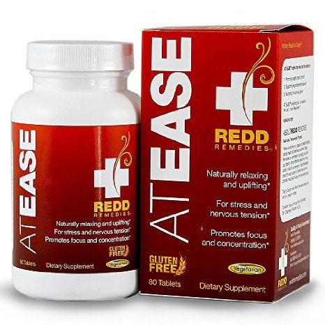 Redd Remedies At Ease - Natural Anxiety Relief Supplement - Promotes Healthy Brain Function - Naturally Relaxes The Body For Sleep - 80 Tablets