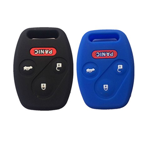Black and Blue Silicone Rubber Keyless Entry Remote Key Fob Case Skin Cover Protector for Honda 3 1 Buttons