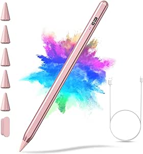 Stylus Pen for Apple iPad 2018-2023 KBCASE Apple Pencil Compatible with iPad 10/9/8/7/6th Gen,iPad Mini 6/5th Gen,iPad Air 5/4/3th,iPad Pro 11/12.9" with Tilt Sensitivity,5 Tips Rose Gold