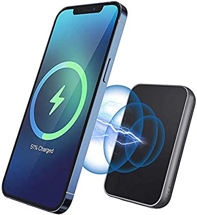 Magnetic Portable Charger, 5000mAh 15W Mag-Safe Power Bank Fast Charging, Built-in Magnets with USB-C for iPhone 12/12 mini/12 Pro/12 Pro Max (Grey)